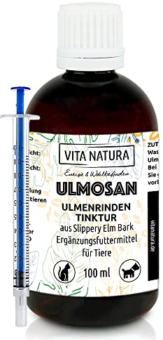 ULMOSAN Ulmenrinden Tinktur von Vita Natura, gebrauchsfertig aus Slippery Elm Bark, 100 ml mit Spritze, für Hunde und Katzen