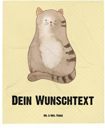Mr. & Mrs. Panda Personalisierte Decke Katze Sitzen - Geschenke, Herz, Cat, Katzen, Fleecedecke, Schmusedecke, Gemütlich, Entspannen, Familie, Dekoration