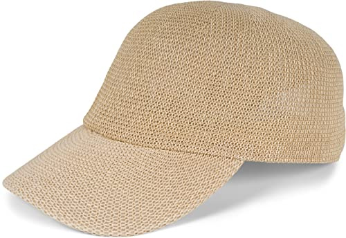styleBREAKER Papierstroh Baseball Cap einfarbig | luftiges Sommer Basecap mit Metallschnalle verstellbar | Unisex Cap mit Schweißband für Damen und Herren, Farbe:Beige