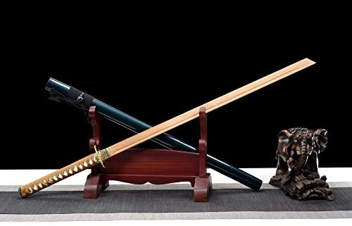 STARMS Gerades Katana Aus Natürlichem Bambus, 103 cm Langes Samurai-Schwert Mit Lackierter Scheide Aus Massivem Holz, Handgefertigtes Bokken Für Kendo-Cosplay-Sammlung Zuhause
