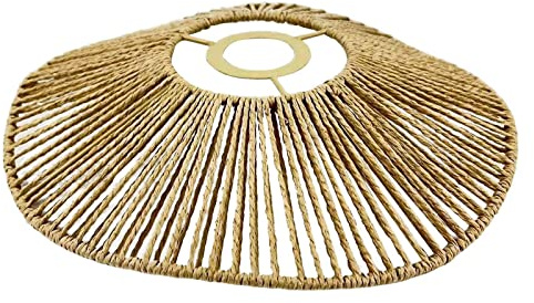 Fonowx Abat-Jour Rustique en Corde Jaune, Bohème, Conique, Montage au Plafond, Lampe de Plafond