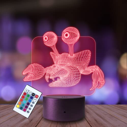 Plexido - Krabbenmeer Nachtlicht für Kinder, Dimmbar und 3D IllusionsNachttischlampe für Babys,Stilllicht für eine Beruhigende Atmosphäre,Perfektes Schlafbegleiter Geschenk