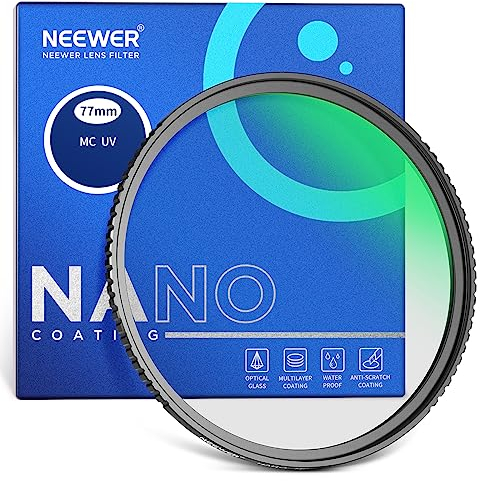 NEEWER 77mm MC UV Protection Filter 24 Layer Multi Resistant Nano Coatings/HD Optical Glass/Water Repellent/Scratch Resistant/Aluminum Alloy Ultra Slim Frame/Ultraviolet Filter