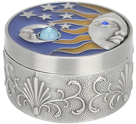 NDNCZDHC Scatola di Immagazzinaggio di Gioielli, Scatole di Gingilli Vintage in Metallo, Scatola di Immagazzinaggio per Piccolo Anello Collana Orecchino Rotondo(Colore Stagno)