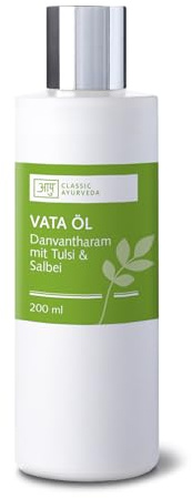 Classic Ayurveda - Vata Öl (Danvantharam mit Tulsi & Salbei) - 200 ml - Traditionelles ayurvedisches Vata Massageöl mit Kräutern