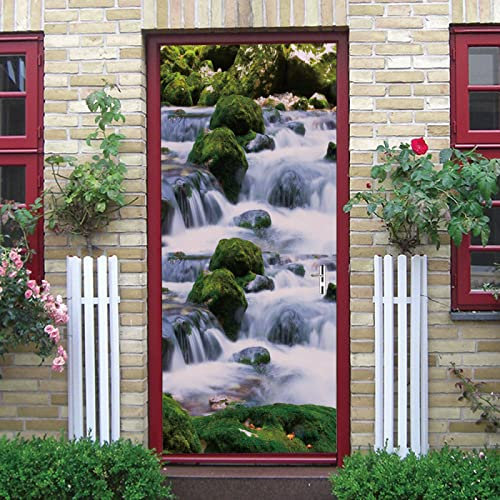 3D Türaufkleber Berge, Flüsse, Felsen, Fließendes Wasser Türtapete Selbstklebend Türposter 95X215Cm Fototapete Türfolie Wasserdichte Abnehmbare Pvc Türtapete Innentür Schlafzimmer Küche Bad Home De