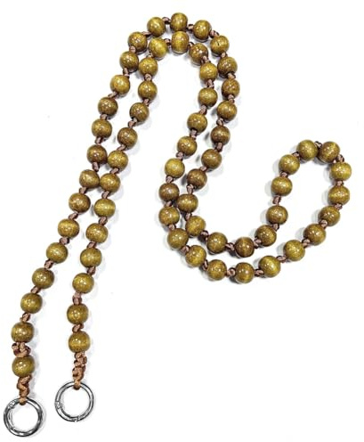 Rockreyoa Holzperlen Handykette zum Umhängen Universal Perlenkette Handyschnur Schlüsselband Handy Lanyard Anhänger Schlüsselkette Personalisierte Smartphone Necklace für Damen und Mädchen Braun