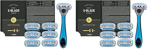 by Amazon Herren 5-Klingen-Körperrasierer mit 7Stück Ersatzklingen (Früher Marke Solimo) (Packung mit 2)