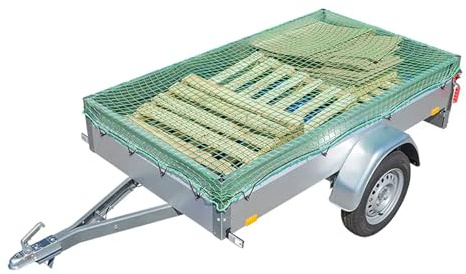 Rete per rimorchio, 2,50 x 4,50 m, con corda in gomma, rete di copertura, colore verde