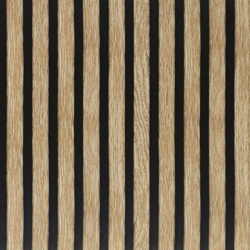 Arthome Akustikpaneele Holzwand Tapete 44cmx6m Selbstklebende Abziehen und Aufkleben Folie Vinyl Dekorative Schwarze Braun Holzoptik PintWalls Papier Film Wandbelag für Möbel