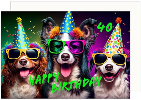 Edition Seidel Premium Glückwunschkarte zum 40. Geburtstag mit Umschlag. Geburtstagskarte Grusskarte Billet Karte Happy Birthday Mann Frau Hunde (GZ356-40 SW024)