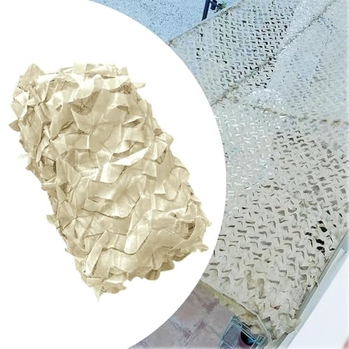 Red De Camuflaje Reforzada Militar, Toldo Vela Malla De Camuflaje para Protección Solar, Red De Sombra For Exteriores, Beige, For Jardín, Pérgola, Patio(Size:7x12m/22.9x39.3ft)