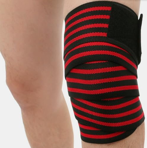 GUTEINTE Fascia Elastica Bendaggio Per Polpaccio Ginocchio Braccio, Supporto Tutore Ginoicchio Avvolgente, Comodo e Traspirante, Per Sport e Dolori Muscolari (1, Rosso)