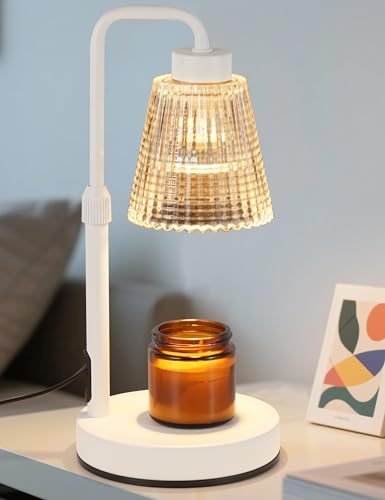 GODONLIF Lámpara Calienta Velas, Altura Ajustable, Temporizador, Regulable, Decoración del Hogar, Calentador de Cera para Velas en Tarro con 2 Bombillas, Blanco