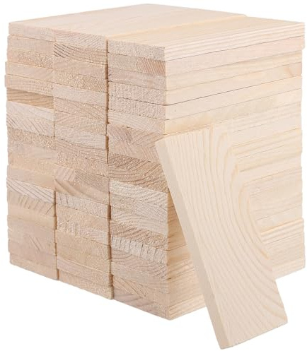 MAKTSAM 60 st 10 x 4 x 0,7 cm rektangulär träskiva, oavslutade träämnen för hantverk målning modellering graverad heminredning