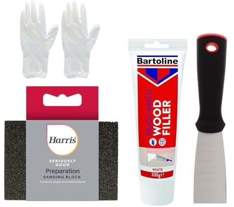 Harris - Set di stucco per legno bianco, 330 g, per ripristinare il legno ed è facile da applicare, adatto come riempitivo per legno, per interni ed esterni