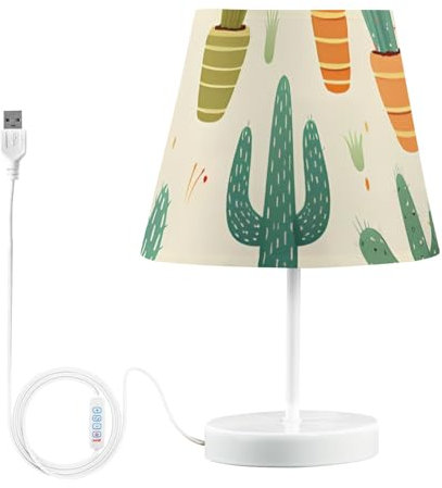 Mnsruu Simpatico cactus lampada da tavolo per camera da letto, 3 colori lampada da comodino con lampadina LED lampade da comodino per soggiorno scrivania, M