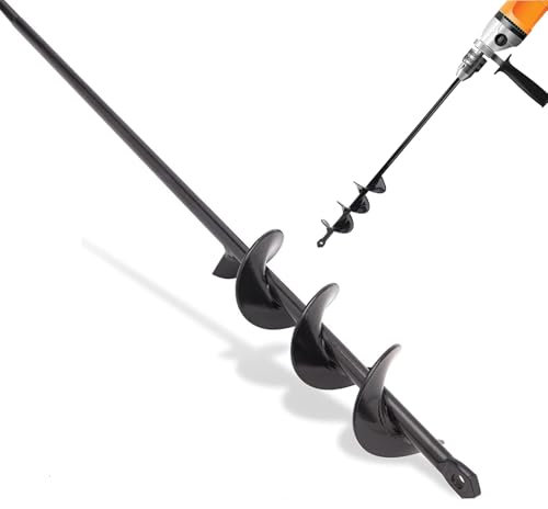 Yolispa Tarière de jardin pour perceuse - 4 x 45 cm - Tige longue - Pour la saleté et la saleté - Jardinières - Pour creuser des trous