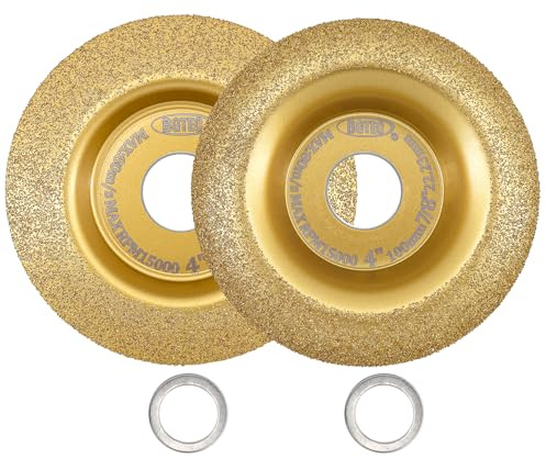 BGTEC Wolframkarbid Holzschleifscheibe 100 mm, 2 Stück für Winkelschleifer | Holz Schleifscheibe, 22,23 mm Bohrung – zum Schleifen, Formen und Schnitzen mit Winkelschleifern