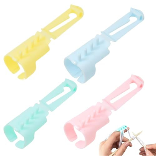 IKOPFLN 4 Stück Verstellbare Häkelringe, strickring finger, strickfingerhut, crochet ring, für Strick- und Häkelarbeiten