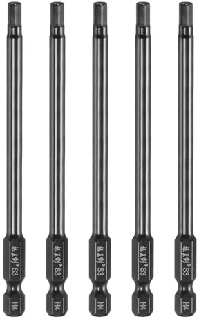 sourcing map 5pcs Hex Head Wrench Drill Bit 4mm(H4) Metric 1/4 Hex Shank 4(100mm) Length S3 Steel Magnetic Impact Drivers Screwdriver Bit Industrial Grade Hexagon Electric Drill Bits