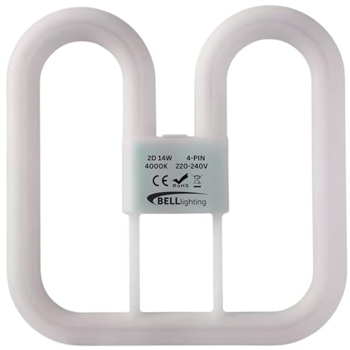 Bell Lighting Square Lamp LED GR10q Base 14W 2D Lamp 4 Pin Light Bulbs Non Dimmable Cool White 4000K 1680 Lumens 220-240 V - Replacement for Fluorescent Lamp, LED Energy Saving Lamps (Pack of 1)