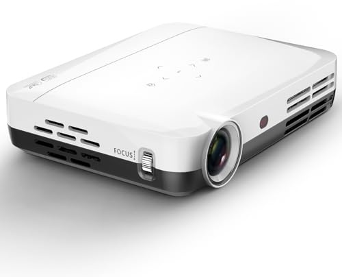 4K Projector, 7000 Lumens – S7 Model, UHD 3840x2160, Android OS, Bluetooth/WiFi, Auto Keystone, Actual 3D, Free Screen, Premium Viewing for Outdoor & Gaming Setup, White