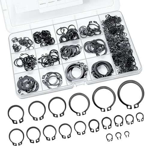 Set di 300 anelli di sicurezza M3-M28, in acciaio inox 304, set di anelli di sicurezza, rondelle di sicurezza, rondelle di sicurezza, rondelle per alberi e ingegneria meccanica