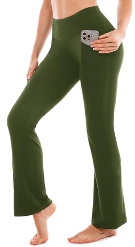 SINOPHANT Yogabyxor, dam, utsvängda sportbyxor, slagbyxor, hög midja med fickor, fritid, joggingbyxor, bootcut, jazzbyxor