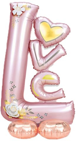 Gleemix Stehende Love Luftballon Rosegold, Valentinstag Deko Luftballons, Love Folienballon Stehend, XXL Luftballon für Hochzeit, Verlobung Party Deko