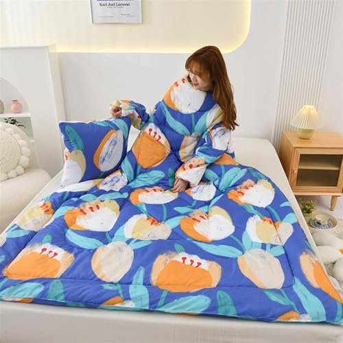 Manta corporal con mangas, para otoño e invierno, manta de edredón multifuncional, gruesa, cálida, manta de oficina y coche, se pliega para almohada