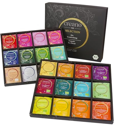 Creano Calendario de Adviento BIO con 24 Bolsitas de Té e Infusiones Variadas – Caja Decorativa Colgante para la Cuenta Atrás de Navidad*