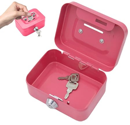 Cassetta Portavalori, Piccola Cassetta Portadenaro 11,5 x 8,5 x 5,8 cm, Salvadanaio per Banconote Con 2 Chiavi, Cassetta con Serratura in lamiera D'acciaio, Elegante Cassetta per Contanti, Cassaforte