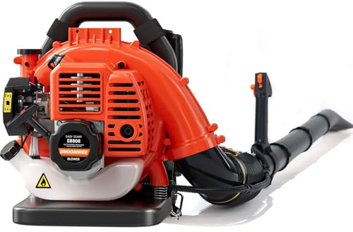 Snoonwee Backpack Leaf Blower Gas Powered – Commercial 52cc 2-Stroke Engine, 200 MPH & 550 CFM Heavy Duty Blower for Lawn Care, Debris & Snow (A808-2)