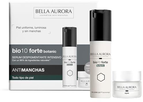 Bella Aurora I Pack Bio10 Forte Botanic Sérum Despigmentante Intensivo con 96% Ingredientes Naturales + B-Core 221™ + Eyes Contorno de Ojos | Rutina Antimanchas e Iluminadora