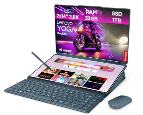 Lenovo Yoga Book 9i AI Laptop | 2X 14 2.8K WQXGA OLED Touch Display | Intel Core Ultra 9 285H | 32GB RAM | 1TB SSD | Intel Arc Grafik | Windows 11 | QWERTZ | Tidal Teal| 3 Jahre Premium Care