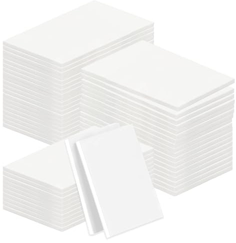50pcs Double Sided Sticky Tape 3mm Thickness, Double Sided Sticky Pads, Heavy Duty Strong Mounting Adhesive Foam Pads, Waterproof Adhesive Tape Rectangle, Number Plate Sticky Pads(White,50x30mm)