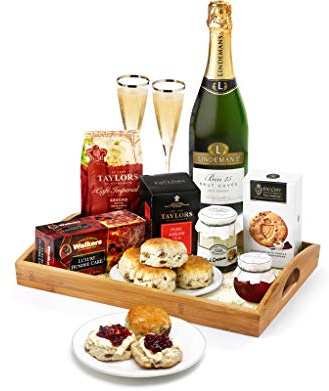 Luxury Cream Tea Hamper - Afternoon Tea Gift Set with Sparkling Wine, English Breakfast Loose Leaf, Clotted Cream, Scones, Jam - Coffee Gifts for Mum and Dad, from Regency Hampers