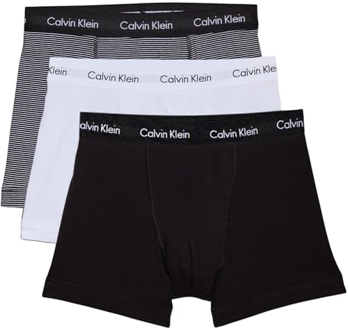 Calvin Klein herr Trunk Trunk 3pk 0000u2662g, Flerfärgad (vit/B&w Stripe/svart), S