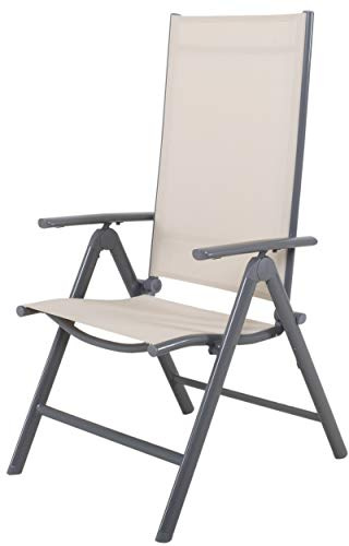 Chicreat Korfu Klappstuhl aus Aluminium, Beige, 67 x 59 x 113 cm