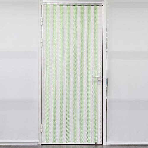 Dhouse Aluminium Chain Strip Curtain Fly Pest Door Blinds Screen Control Curtain Roller Blind Fly Insect Blinds Pest Control Screen Fly Screens for Door Window Home Decoration Green Silver