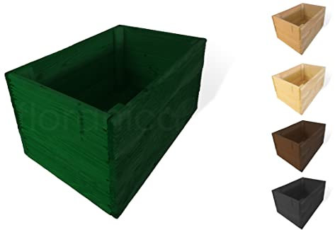 Floranica Bois de Mélèze Jardinières Pot de Fleurs Plantes en Pot Bac Coffre de Jardin Exterieur Trou De Drainage rectangulaire Patio Terrasse 50cm x 33cm x 28cm Vert