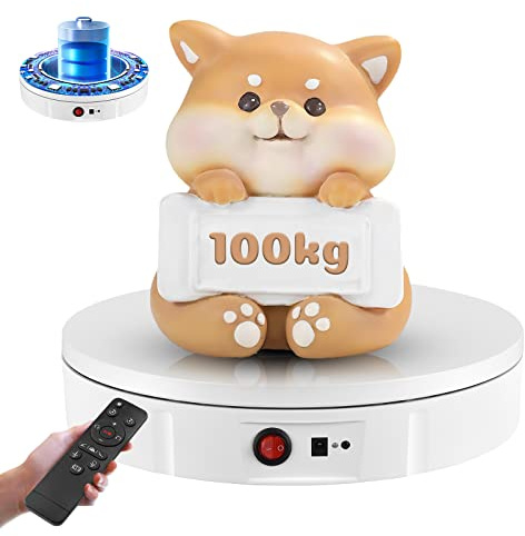 Drehteller Elektrisch 100kg 30cm Professioneller 360 Grad Elektrische Drehscheibe mit Wiederaufladbarer Batterie Automatische Drehplattform Drehteller für Schmuck Fotografie Produktanzeige