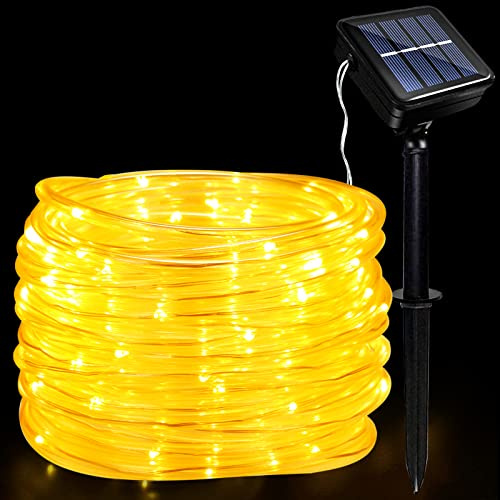 JIMACRO Outdoor Solar LED Lichtschlauch, IP65 Wasserdicht Solar Lichterkette Außen 10m 100LEDs Solar Deko Lichter mit 8 Beleuchtungsmodi für Garten Baum Party Weihnachtsdekoration