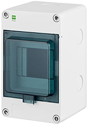 asvendo elektro Aufputz, Sicherungskasten, Verteilerkasten, Kleinverteiler, IP 65 wassergeschützt, Feuchtraum und Außenbereich geeignet (1-reihig für 4 Module)