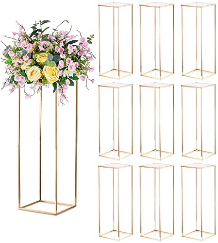Sziqiqi Table Centerpiece Decorations for Weddings - Wedding Decoration for Ceremony Modern Rectangular Flowers Arrangements Display Rack for T-Stage Tables 31.5inch