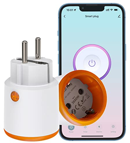 PHOVOLT Prise intelligente ZigBee 16A, prise intelligente Alexa 3680W avec wattmètre, commande vocale, minuterie, télécommande d'application compatible avec Alexa, Google Home. HUB requis (1 paquet)