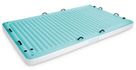INTEX 56289EP Inflatable Floating Water Lounge: Soft Fabric Handles – Built-In Cup Holders – Secure Tie-Downs – 880lb Weight Capacity – 122 x 72 x 7