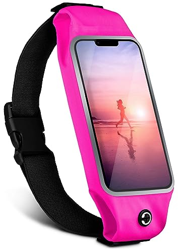 moex Handy Laufgürtel für iPhone SE (2020/2022) Lauftasche Jogging Tasche Wasserdicht, Running Belt Touch Fenster leicht, Laufgurt Handytasche zum Joggen Bauchtasche Sport, Pink