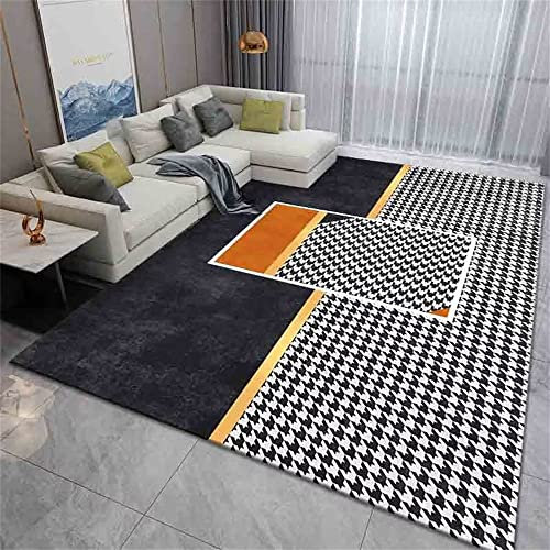 RUGMRZ Teppich Waschbar staubdicht Orange graues geometrisches Muster im modernen Stil kann in der Maschine gewaschen Werden, ohne zu verblassen Teppichreinigung 120X240cm